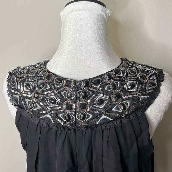 Alice + Olivia 100% Silk Trapeze Embellished Dress Black Size Small NWOT! - Picture 11 of 14